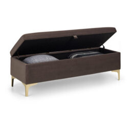 Julian Bowen Deco Grey Velvet Ottoman Storage Bench, Blanket Box, Upholstered, Gold Legs, Height: 43.5 X Width: 130.5 X Depth: 45.5Cm - thumbnail 4
