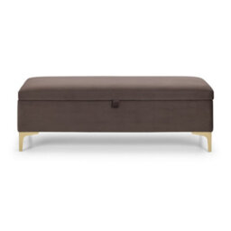 Julian Bowen Deco Grey Velvet Ottoman Storage Bench, Blanket Box, Upholstered, Gold Legs, Height: 43.5 X Width: 130.5 X Depth: 45.5Cm - thumbnail 5