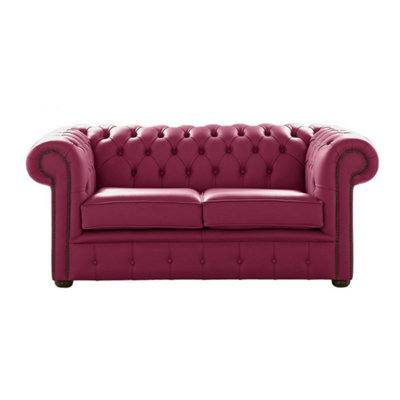 Chesterfield 2 Seater Shelly Anemone Leather Sofa Settee Bespoke In Classic Style - image 1