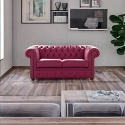 Chesterfield 2 Seater Shelly Anemone Leather Sofa Settee Bespoke In Classic Style - thumbnail 2