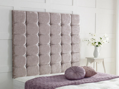 "Adore Designs High Cubed Crushed Velvet 6Ft Super King 36"" Headboard -  Champagne"