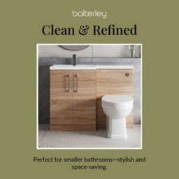 Balterley Left-Hand Bathroom Vanity And Wc Unit Combination With Basin - 1100mm - Woodgrain Light Oak With Brushed Pewter Handles - thumbnail 7