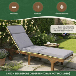 Garden Market Place Garden Furniture Cushion- Cushion For Garden Steamer Chair In Grey - thumbnail 8