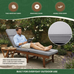 Garden Market Place Garden Furniture Cushion- Cushion For Garden Steamer Chair In Grey - thumbnail 6