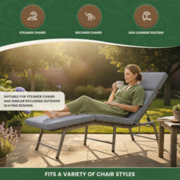 Garden Market Place Garden Furniture Cushion- Cushion For Garden Steamer Chair In Grey - thumbnail 7