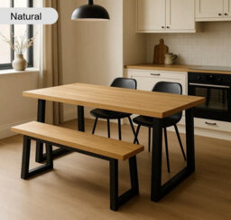 TRL Handmade Furniture Premium Solid Oak Dining Table - Black Osmo - thumbnail 2