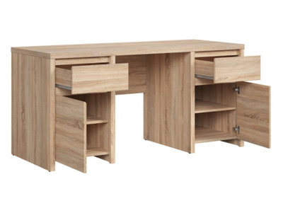 Arte Kaspian Sonoma Workstation 160Cm Desk - 2-Door Office Table With Drawers - image 1