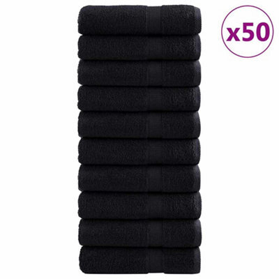 Berkfield Modern Towels 50 Pcs Black 50 X 100 Cm Cotton