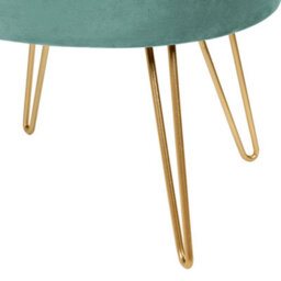 Wyld And Coco Velvet Storage Pouffe Mint Green With Gold Legs 42 X 42 X 44 Cm - thumbnail 7