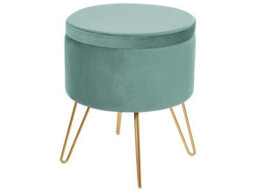 Wyld And Coco Velvet Storage Pouffe Mint Green With Gold Legs 42 X 42 X 44 Cm - thumbnail 3
