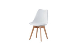 Mof Set Of White 4 Dining Chairs Wooden Legs Soft Cushion Pad Stylish Deluxe Retro Lounge Dining Office Eva - thumbnail 3