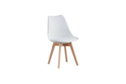 Mof Set Of White 4 Dining Chairs Wooden Legs Soft Cushion Pad Stylish Deluxe Retro Lounge Dining Office Eva - thumbnail 4