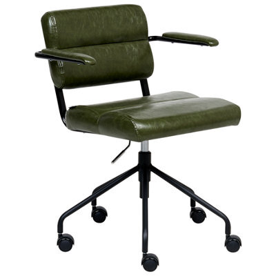 Beliani Desk Chair Candor Faux Leather Dark Green - image 1