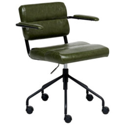 Beliani Desk Chair Candor Faux Leather Dark Green - thumbnail 1