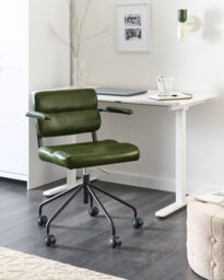 Beliani Desk Chair Candor Faux Leather Dark Green - thumbnail 2