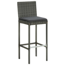 Berkfield 5 Piece Garden Bar Set With Cushions Poly Rattan Grey - thumbnail 3