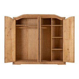 Seconique Corona 4 Door Wardrobe In Distressed Waxed Pine Finish - thumbnail 4