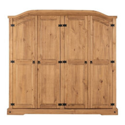 Seconique Corona 4 Door Wardrobe In Distressed Waxed Pine Finish - thumbnail 3