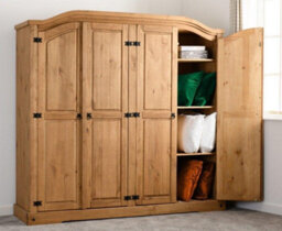Seconique Corona 4 Door Wardrobe In Distressed Waxed Pine Finish - thumbnail 8
