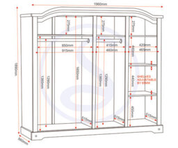 Seconique Corona 4 Door Wardrobe In Distressed Waxed Pine Finish - thumbnail 9