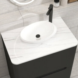 Royal Bathrooms Venice 700mm Matt Nocturne Black Freestanding Bathroom Countertop Vanity Unit 2 Drawer With Nova Basin - thumbnail 6