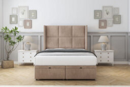 "Comfort Charlie Mink Naples Ottoman Bed Base With 54"" Wingback Headboard 4' Small Double"