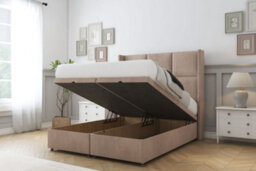 "Comfort Charlie Mink Naples Ottoman Bed Base With 54"" Wingback Headboard 4' Small Double" - thumbnail 2