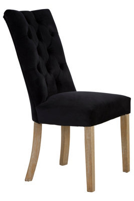 Orsina Black Buttoned Dining Chairs,  Velvet Upholstered Dining Chair, Accent Lounge Chair For Living Room - image 1