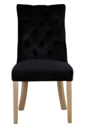 Orsina Black Buttoned Dining Chairs,  Velvet Upholstered Dining Chair, Accent Lounge Chair For Living Room - thumbnail 4