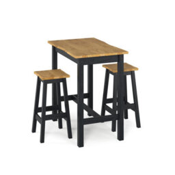 Core Products High Breakfast Bar Table & Pair Of Bar Stools Set Corona Black Wavy Edge Large H100.0Cm X W65.0Cm X D100.0Cm