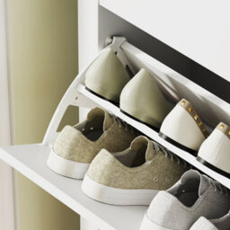 Wyld Haus Rimi 2-Drawer Slim Shoe Cabinet White And Oak-Effect With Faux Leather Handles, 24Cm Depth, Stores Up To 14 Pairs - thumbnail 8
