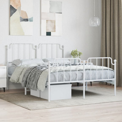 Berkfield Metal Bed Frame Without Mattress With Footboard White 150X200Cm - image 1