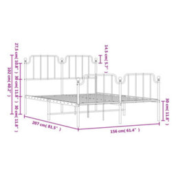 Berkfield Metal Bed Frame Without Mattress With Footboard White 150X200Cm - thumbnail 9