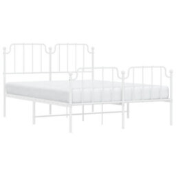 Berkfield Metal Bed Frame Without Mattress With Footboard White 150X200Cm - thumbnail 3
