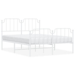 Berkfield Metal Bed Frame Without Mattress With Footboard White 150X200Cm - thumbnail 2