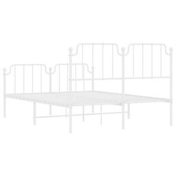 Berkfield Metal Bed Frame Without Mattress With Footboard White 150X200Cm - thumbnail 7