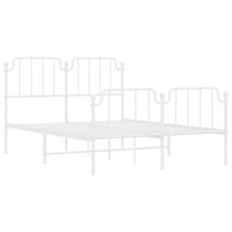 Berkfield Metal Bed Frame Without Mattress With Footboard White 150X200Cm - thumbnail 4
