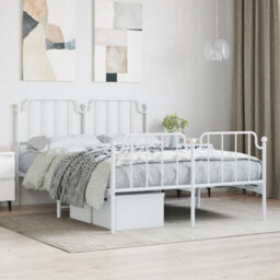 Berkfield Metal Bed Frame Without Mattress With Footboard White 150X200Cm - thumbnail 1