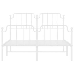 Berkfield Metal Bed Frame Without Mattress With Footboard White 150X200Cm - thumbnail 5