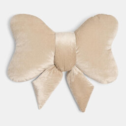 Ohs Velvet Bow Shaped Novelty Decorative Scatter Cushion Plush Pillow, Natural - thumbnail 3