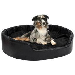 Walplus Dog Bed Black 99X89X21 Cm Plush And Faux Leather