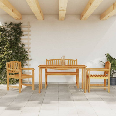 Berkfield 4 Piece Garden Dining Set Solid Wood Teak - image 1