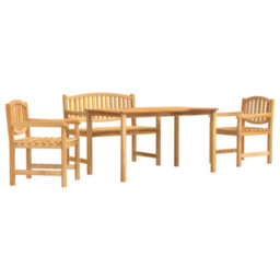 Berkfield 4 Piece Garden Dining Set Solid Wood Teak - thumbnail 2
