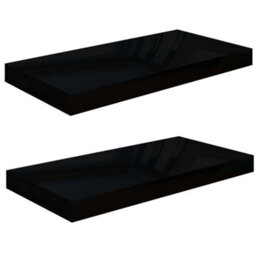 Berkfield Floating Wall Shelves 2 Pcs High Gloss Black 50X23X3.8 Cm Mdf - thumbnail 2