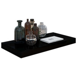 Berkfield Floating Wall Shelves 2 Pcs High Gloss Black 50X23X3.8 Cm Mdf - thumbnail 3