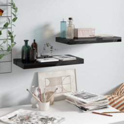 Berkfield Floating Wall Shelves 2 Pcs High Gloss Black 50X23X3.8 Cm Mdf