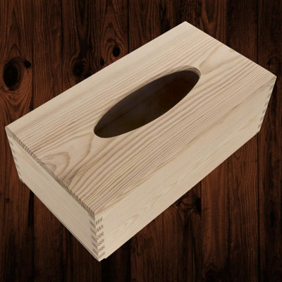 Woodeedoo Rectangular Wooden Tissue Box Holder Unfinished Pine Sliding Bottom Dispenser Refill-Style Container 25X13X9 Cm - image 1