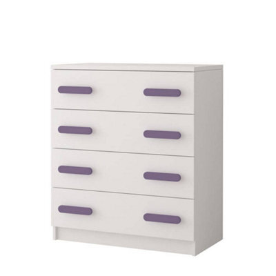 Arte White Chest Of Drawers H930mm W800mm D400mm - Heather Handles For Soft Kids' Rooms - image 1