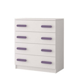 Arte White Chest Of Drawers H930mm W800mm D400mm - Heather Handles For Soft Kids' Rooms - thumbnail 1