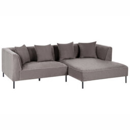 Beliani Corner Sofa 3 Seater Sater Chenille Taupe Left Hand - thumbnail 4